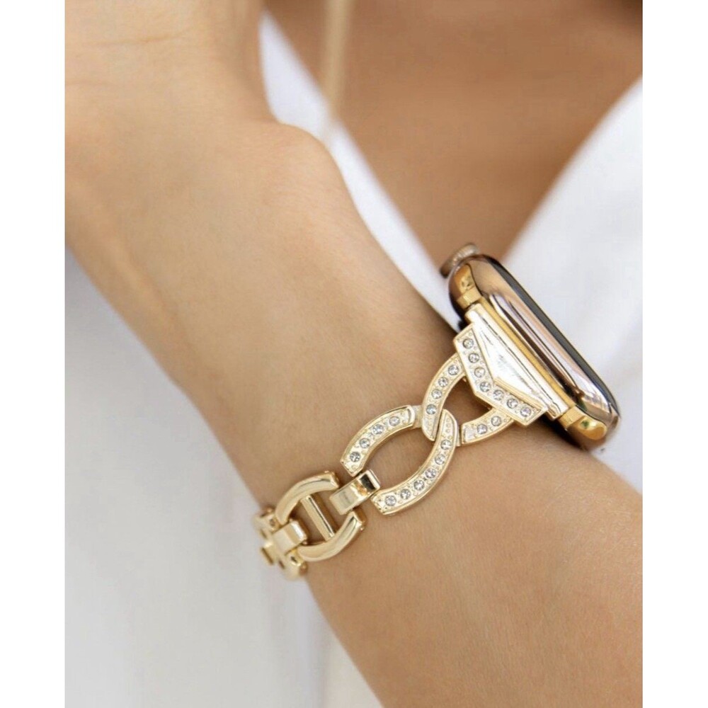 Nordstrom Rack Gold Tone Chain Link Crystal Embedded Apple Watch Strap Band